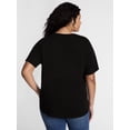 thumbnail image 3 of Terra & Sky Women's Plus Size V Neck Tee with Short Sleeves, Size 0X-5X, 3 of 5