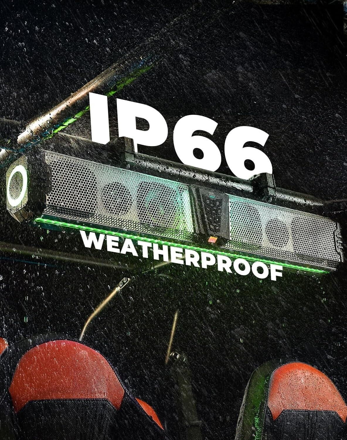 Kemimoto Midnight S80 32" Rgb Utv Sound Bar Ip66 Waterproof for Polaris Can Am Golf Cart Marine Atv
