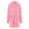thumbnail image 4 of WZXFASHION Pyjama à Capuche pour Femmes Automne/hiver Peignoir Thermique en Peluche Robe de Nuit WomenRobes Rose P, 4 of 6