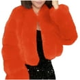 thumbnail image 5 of Womens Jackets Plus Size Warm Loose Stand Collar Hair Plush Fall Outfits Casual Comfy Y2K Tops Winter Clothes 2025 Orange S-3XL, 5 of 6