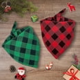 thumbnail image 4 of Christmas Dog Bandana Flannel Buffalo Plaid Dog Scarfs 2 Pack,Dog Christmas Bandanas for Pet Apparel Accessories,Seasonal Bandanas for Dogs Neutral Holiday Small/Medium/Large(S,Red+Green), 4 of 6
