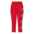 thumbnail image 2 of Juslio Girls Pants Kids Girls Fashion Print Summer Leisure Yoga Leggings Sports Cropped（Red Capris， 2 Years）, 2 of 4