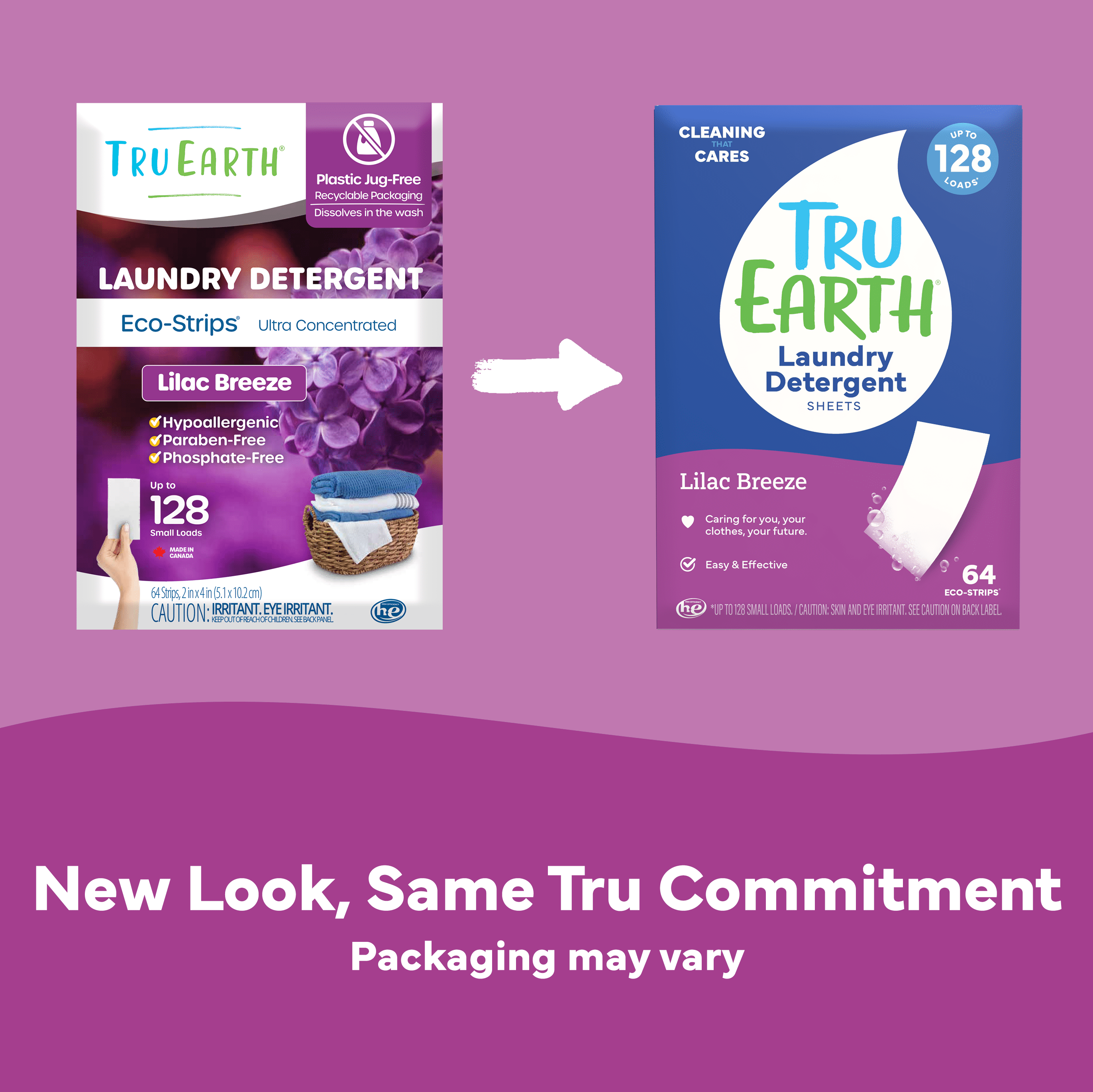 Tru Earth Laundry Detergent Sheets - Lilac Breeze Scent - Up to 128 Loads (64 Sheets) - Laundry Detergent Eco-Strips