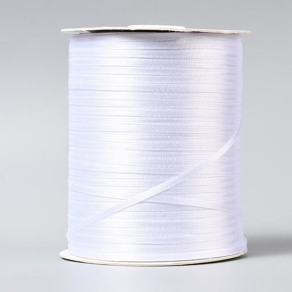 Double Face Satin Ribbon Polyester Ribbon White 1/8 inch(3mm) wide 880yards/roll(804.672m/roll)