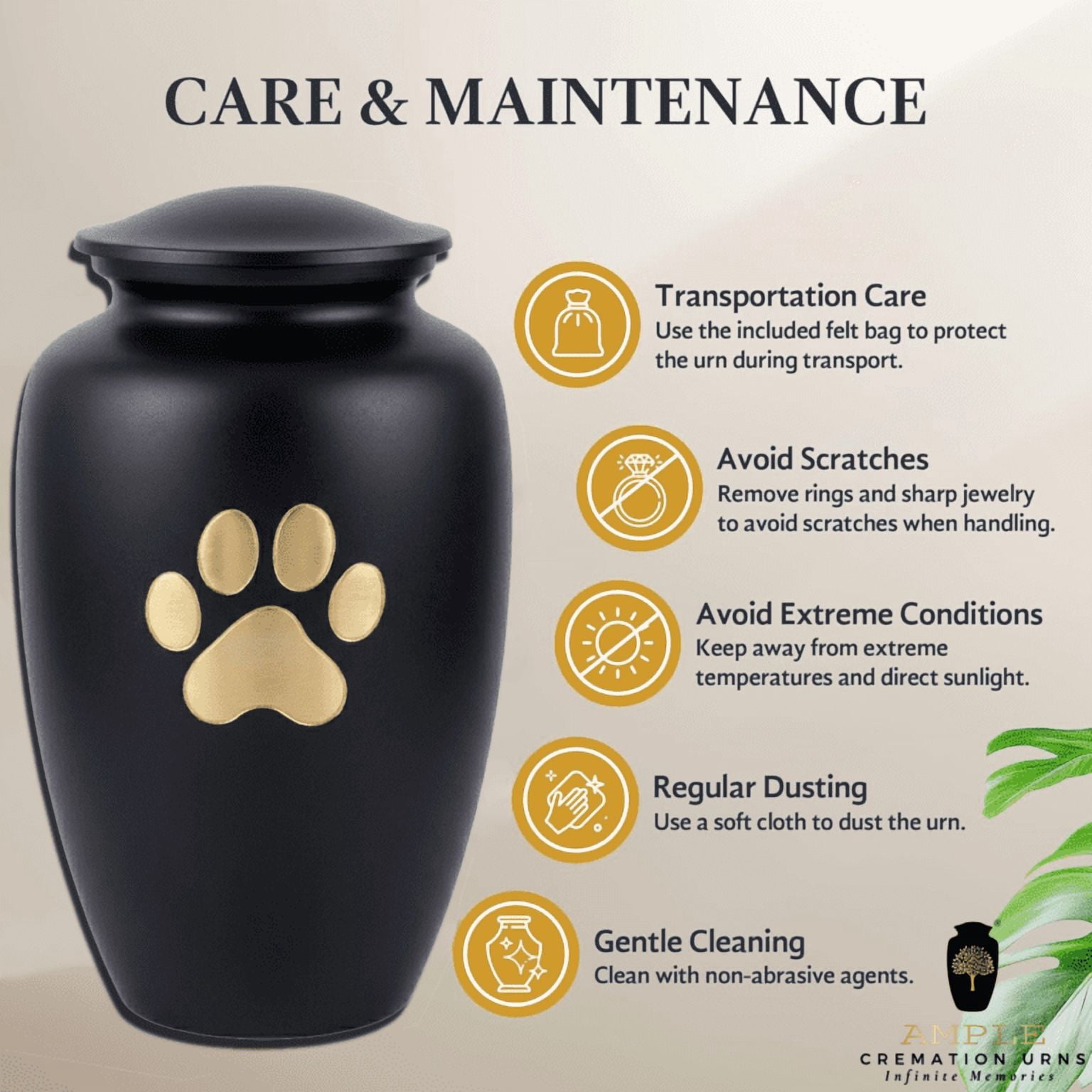 Minimal Paw Print Pet Urn for Ashes Aluminum Cremation Urn Dog Cat Memorial 10 INCH PREMIUM