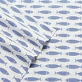 thumbnail image 2 of Nautica - Percale Collection - Bed Sheet Set - 100% Cotton, Crisp & Cool, Lightweight & Moisture-Wicking Bedding, Full, Woodblock Fish, 2 of 3