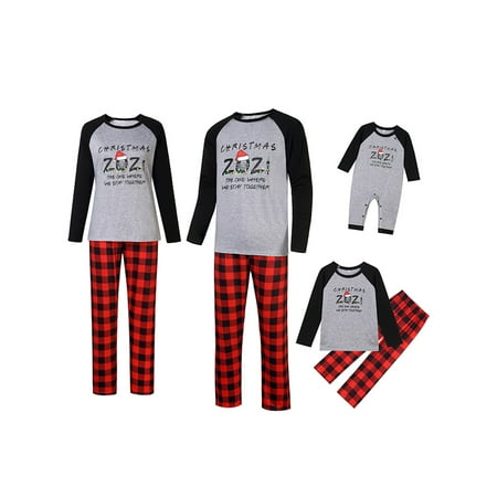 

brilliantme Christmas Family Pajamas Set Adult Kids Print Tops Pants 2PCS Christmas PJs/Romper Sleepwear Xmas Homewear