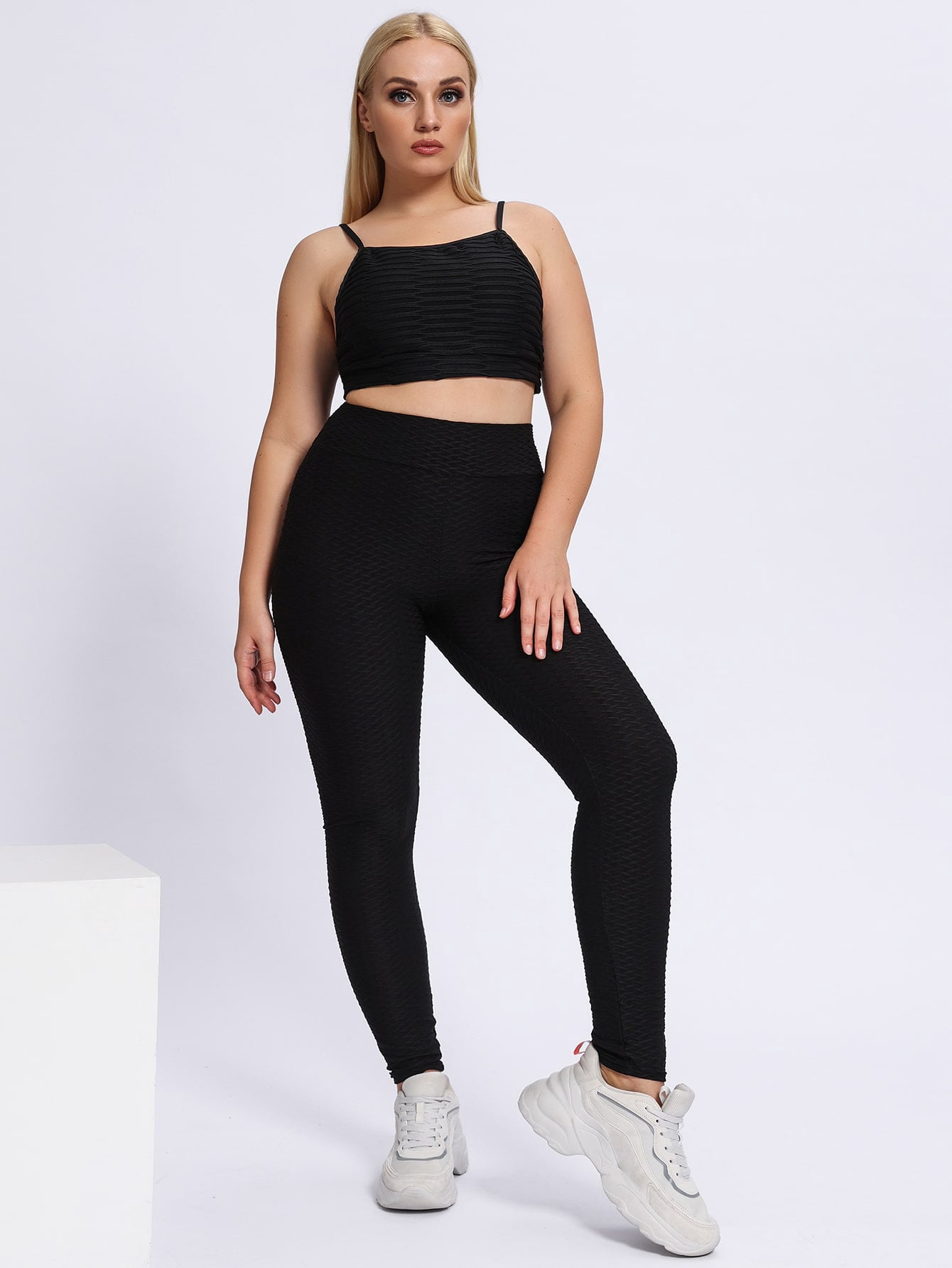 Women's Plus Size Solid Honeycomb 