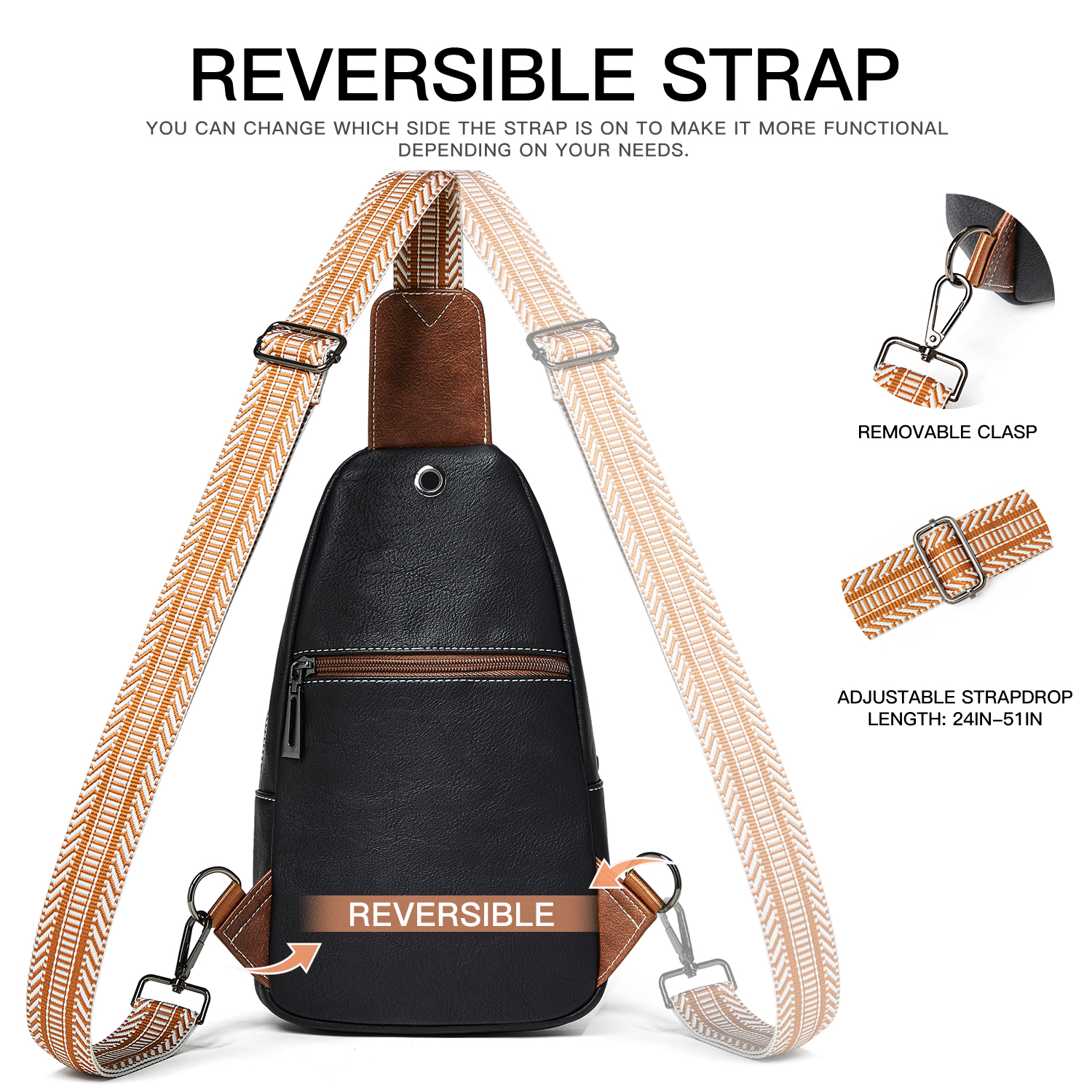 7L Sling Bag for Women & Men, Leather Anti-Theft Crossbody Backpack, Small Daypack Fanny Pack for Travel, Hiking, and Work