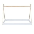 thumbnail image 3 of Full Floor Bed with Triangle Structure, Solid Wood Montessori Bed Frame without Slats, Full Size Tent Bed for Boys Girls Teens, Can Be Decorated, White+Natural, 3 of 6