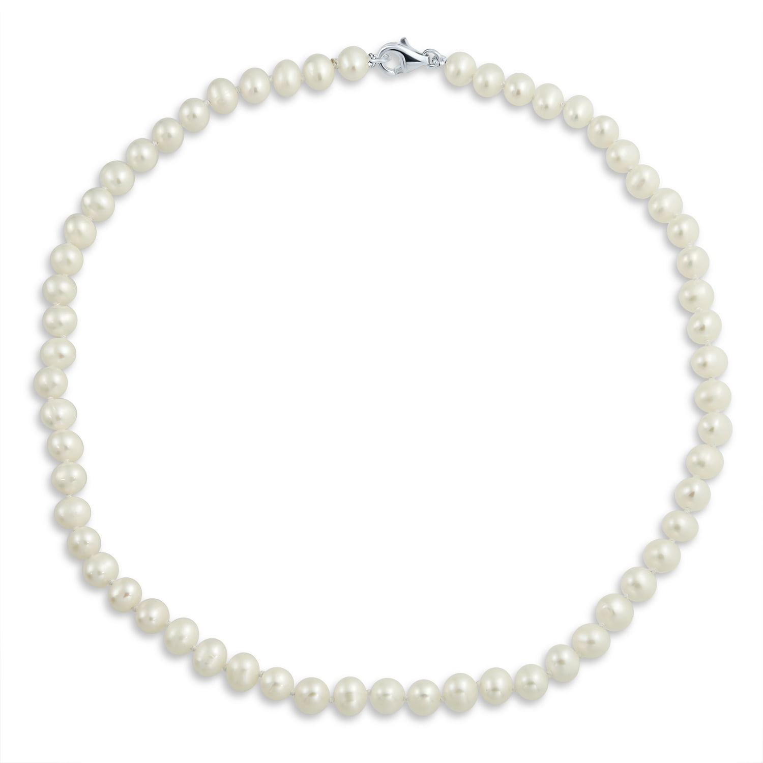 Necklace 17 Inches Long PriceRock Sterling Silver 7-8mm Freshwater Cultured Pearl w/2in ext