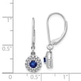 thumbnail image 2 of Real 14kt White Gold Diamond Halo Sapphire Leverback Dangle Earrings; for Adults and Teens; for Women and Men, 2 of 2