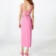 thumbnail image 4 of Sakmal Cocktail Womens Summer Dresses Split Graduation Long Pink Dress Sleeveless Solid Dresses, 4 of 8