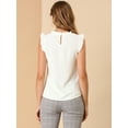 thumbnail image 5 of Unique Bargains Women's 2 Packs Ruffled Crew Neck Office Sleeveless Work Blouses Top White/Beige L, 5 of 5