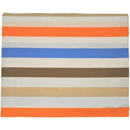 Bacati - Mod Stripes Fitted Crib Sheet 100% Cotton Percale, Blue/Orange/Choc