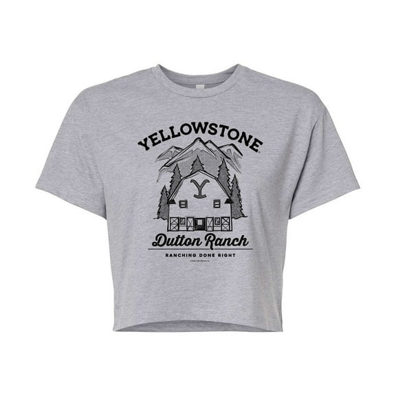 Yellowstone - Dutton Ranch - Juniors Cropped Cotton Blend T-Shirt