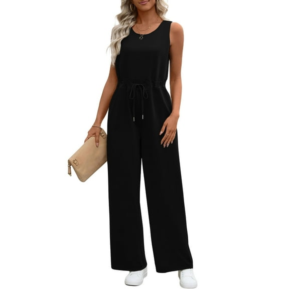 UVN Jumpsuits for women Summer Casual Romper Sleeveless Wide Leg Long Pants Outfits Dressy Woman Clothes