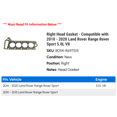 thumbnail image 2 of Right Head Gasket - Compatible with 2010 - 2020 Land Rover Range Rover Sport 5.0L V8 2011 2012 2013 2014 2015 2016 2017 2018 2019, 2 of 2
