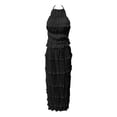 thumbnail image 4 of MDUKONU Womens Skirt Suit Short Skirt Set with Backless Lace Crop Top and Long Skirt for Beach Club Dress Black M, 4 of 5