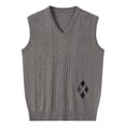 thumbnail image 5 of Riecok Knitted Vest for Men Sleeveless V Neck Pullover Sweaters Lightweight Solid Winter Tops with Pockets Khaki 3XL, 5 of 6