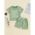 thumbnail image 2 of Toddler Boys Summer Outfits Letter Print Short Sleeve T-Shirt and Shorts Set, 2 of 8