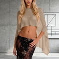 thumbnail image 2 of Feancey Womens Beach Cover Up Tops Sun Protection Knit Sheer Poncho See Through High Low Hem Crochet Shrug Summer Clothes Khaki Free Size, 2 of 6