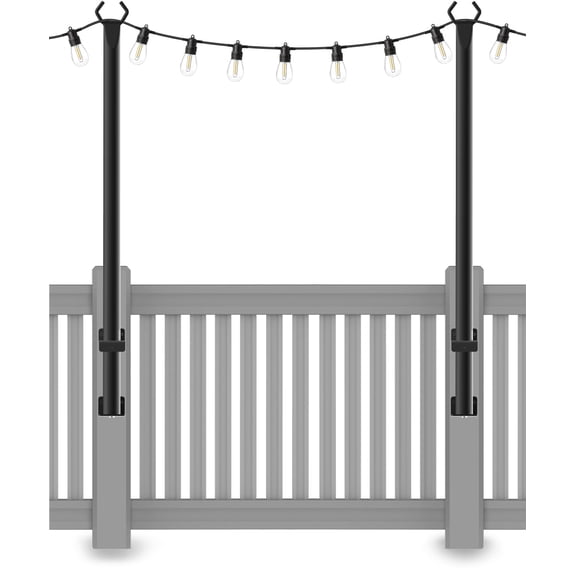 2 Pack 5Ft String Light Poles,Light Poles for Outside String Lights,Outdoor Light Poles with Fork,Metal Pole Stand for Patio,Backyard,Deck