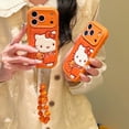 thumbnail image 2 of Leather Orange Hello Kitty For Apple Phone Case 17 Pro Max 16 15 Pro 14 13 Phone Case With Accessories, 2 of 10