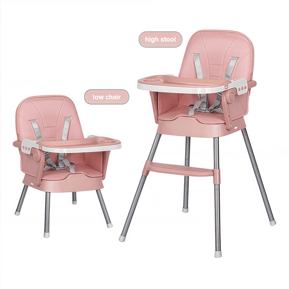 3-in-1 Baby High Chair & Baby Feeding Chairs & Baby scooter with Portable Dining Chairs for 0-36 Months,Steel Pipes,Pink