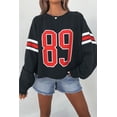 thumbnail image 3 of Women's Black Varsity Spirit Striped 89 Graphic Casual Sweatshirt, XL, 3 of 10