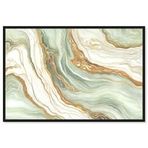 Green And Gold Mineral, Agate & Geode Wall Art Canvas Wall Art by Art Remedy, Black Floater Frame, 16" x 11"