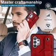 thumbnail image 7 of Dteck for Samsung Galaxy A32 5G Slim Case, Shockproof Premium PU Leather Soft TPU Business Cover with Wrist Strap Kickstand Flip Stand Protection Case, red, 7 of 7