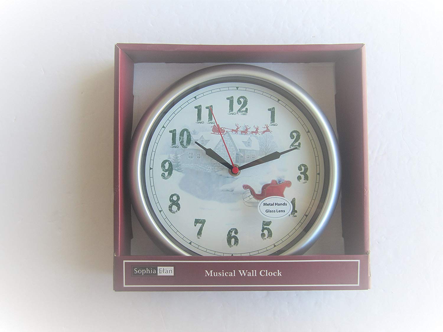 Musical Christmas Wall Clock by Sophia Elan Here Comes Santa On