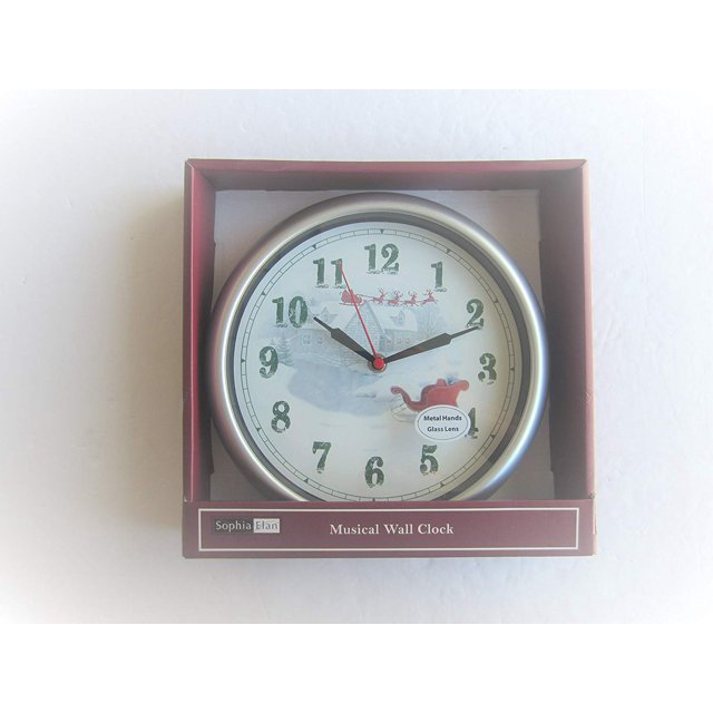 Musical Christmas Wall Clock by Sophia Elan Here Comes Santa On