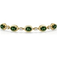 thumbnail image 3 of Gem Stone King 18K Yellow Gold Plated Silver Emerald Envy Mystic Topaz, Lab Grown Diamond Bracelet for Women | 4.40 Cttw | Gemstone November Birthstone | Oval 7X5MM | Fully Adjustable 9 inch, 3 of 6