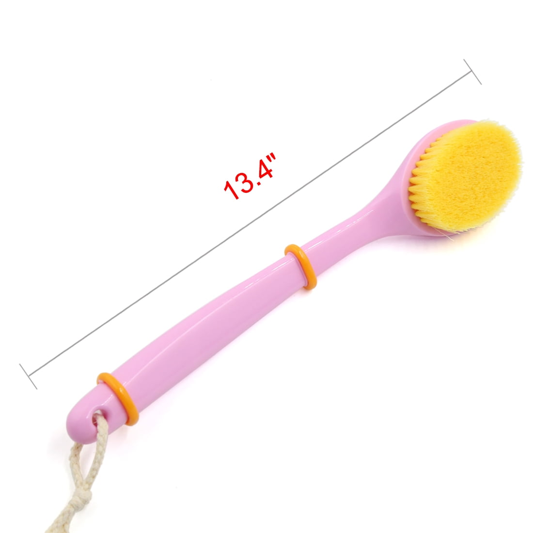 Pink Soft Bristle Curved Handle Bath Body Cleansing Brush Massage Scrub