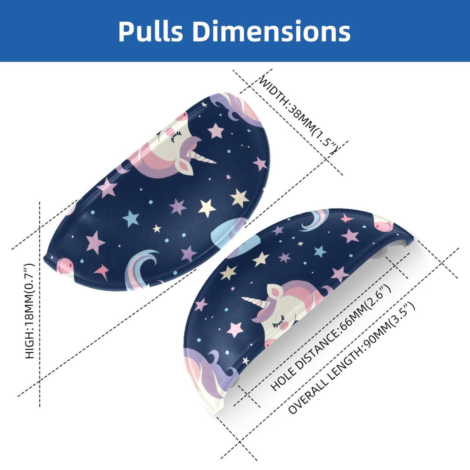 PhooArto 6 Pcs Cup Drawer Pulls, Galaxy Unicorn Stars Pattern Shell Shape Handles Cabinet Knobs for Dresser Cupboard Closet Wardrobe with Screws