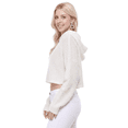 thumbnail image 4 of YEMAK Women Bat Wing Sleeve Crop Waffle Knit Summer Hoodie Top KC007 Ivory-S/M-BD, 4 of 4
