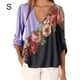 thumbnail image 1 of Blusa Camisa con cuello en V y estampado floral Blusa suelta de manga larga Top de mujer, Morado, S Methold AP002021-65, 1 of 5
