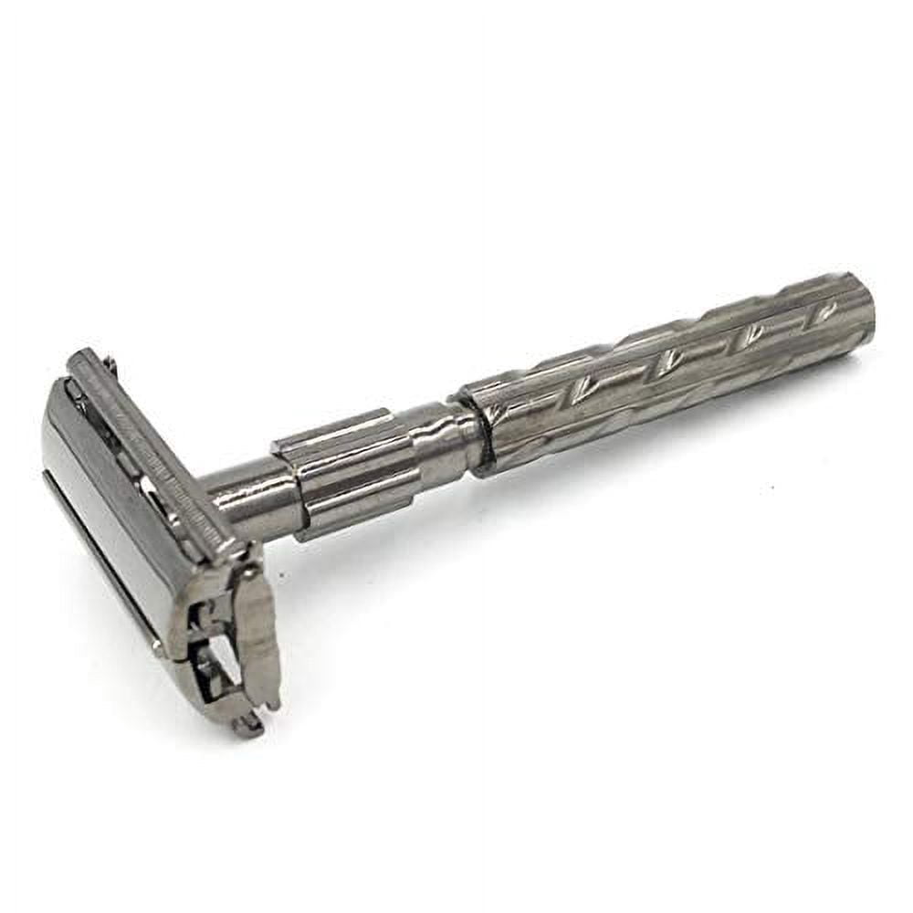 Parker 22R - Gunmetal Finish Butterfly Open Safety Razor and 5 Parker Razor Blades