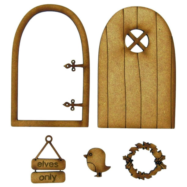 Puerta de montaje. Puerta de madera Kit de tres puertas de madera Decoración artesanal y colgantes