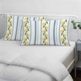 thumbnail image 4 of Lemon Striped Throw Pillow Cover, Pillowcase Protectors with Zipper, Breathable Decorative Lumbar Pillow Case Cover, Yellow Fruit Blue White Geometric Pillow Shams for Couch Sofa 12x20Inch, 4 of 8
