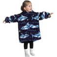 thumbnail image 4 of Drtj Kids Oversized Wearable Blanket Hoodie, Super Soft Warm Comfortable Sweatshirt Pullover Wearable Blanket for Boys Girls, Skark, 3-6Y, 4 of 9