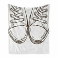thumbnail image 1 of Hipster Soft Flannel Fleece Blanket, Sneakers in Hand Drawing Style Casual Footwear Teenager Urban Lifestyle Theme, Cozy Plush for Indoor and Outdoor Use, 50" x 70", Dark Brown White, by Ambesonne, 1 of 6
