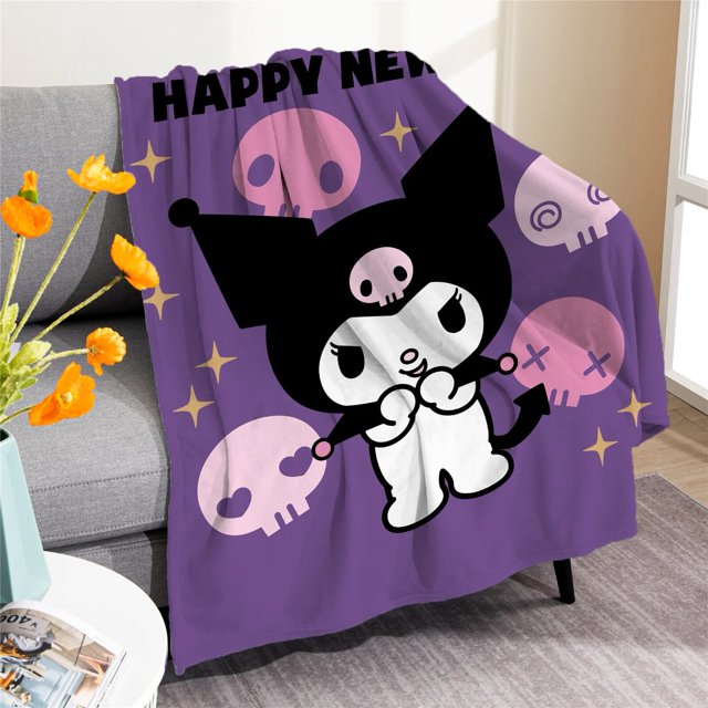 Manta de franela de terciopelo Coral Sanrio, manta de animación de dibujos animados Kuromi, 27 estilos, edredón con aire acondicionado para sofá, regalo de invierno, 80x120cm