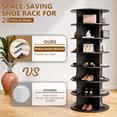 thumbnail image 2 of Waleaf 7 Tier Rotating Shoe Rack Tower, 360° Spinning Shoe Display Lazy Susan, Free Standing Shoe Organizer, Black, 2 of 7