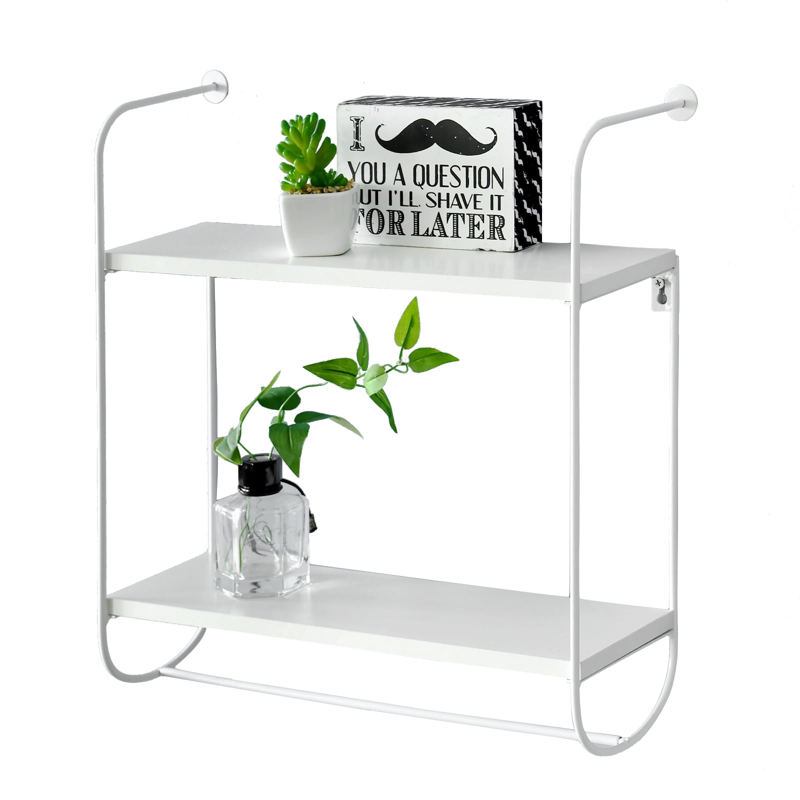 WELLAND Wesley 2Tier Wall Mounted Floating Shelf with Towel Bar, Over