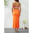 thumbnail image 4 of Coduop Women's Bodycon Satin Slip Long Dress Sleeveless Twist Front Hollow Out Backless Dress, 4 of 7
