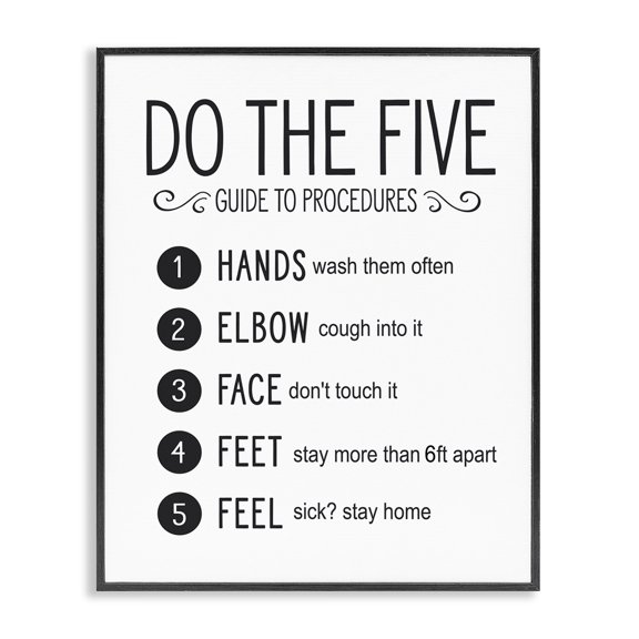 Stupell Industries Cottage Five Procedures of Cleanliness Black Framed Giclee Art, 24 x 30, by Lettered and Lined