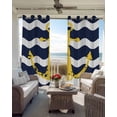 thumbnail image 4 of Blackout Curtains for Bedroom, Navy Ripple Room Darkening Window Drapes for Living Room, Yellow Anchor Navy White Waves Aesthetics Thermal Insulated Grommet Curtains, 42x84 inch, 2 Panels, 4 of 9
